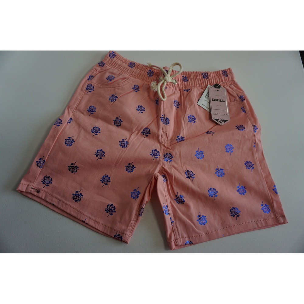 Drill‎ NYC Mens Pink Blue Metallic Rose Floral Shorts D2126-X29L Medium NWT